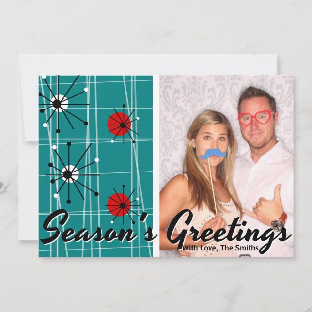 Cartões de foto de Natal modernos do meio século (Frente)