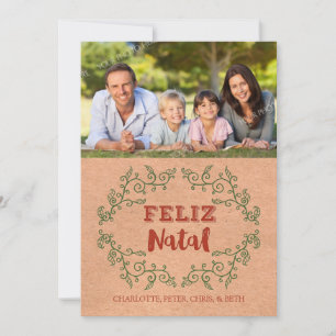 Cartões de foto de Natal Português - Kraft Paper W