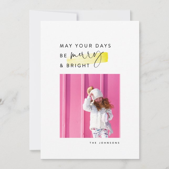 Cartões de foto de Natal preto e branco mínimo mod (Frente)