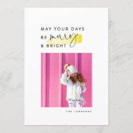 Cartões de foto de Natal preto e branco mínimo mod