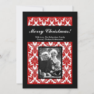 cartões de foto de Natal preto vermelho 5x7