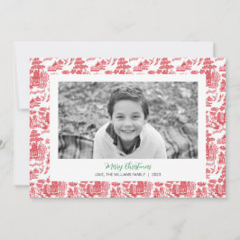 Cartões de foto de Natal Red Chinoiserie