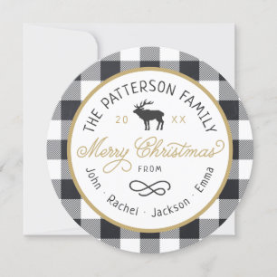 Cartões de foto de Natal Redondo Rustic Reindeer