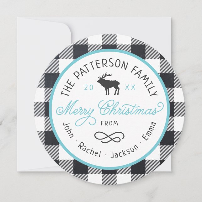 Cartões de foto de Natal Redondo Rustic Reindeer (Frente)