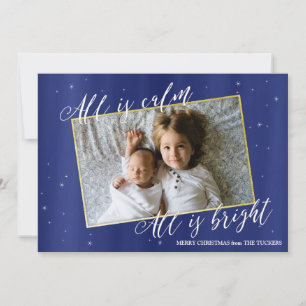 Cartões de foto de Natal Religioso, Azul Marinho