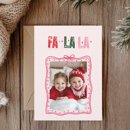 Cartões de foto de Natal rosa personalizado | Fa L