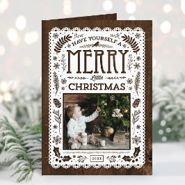 Cartões de foto de Natal Russo de Cutout Woodland