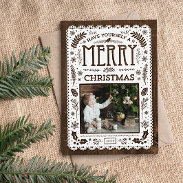 Cartões de foto de Natal Russo de Cutout Woodland