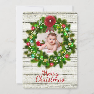 Cartões de foto de Natal Russo de Woodgrain e Wrea