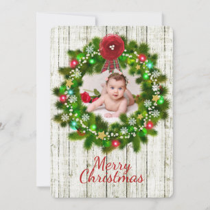 Cartões de foto de Natal Russo de Woodgrain e Wrea