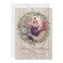 Cartões de foto de Natal Rustic Wreath