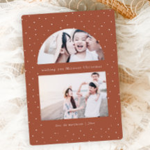 Cartões de foto de Natal Snowy Globe Terracotta