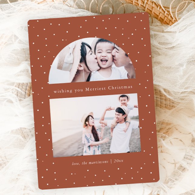 Cartões de foto de Natal Snowy Globe Terracotta (Criador carregado)