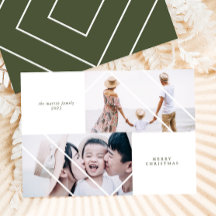 Cartões de foto de Natal Verde de Quadro Moderno