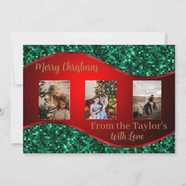 Cartões de foto de Natal Vermelho com Borda Vermel (Frente)