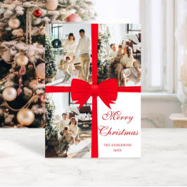 Cartões de foto de Natal Vermelho com Friso Festiv