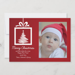 Cartões de foto de Natal Vermelho e Branco