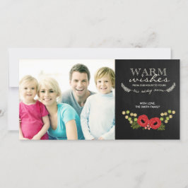 Cartões de foto de Natal Vintage Floral Chalkboard