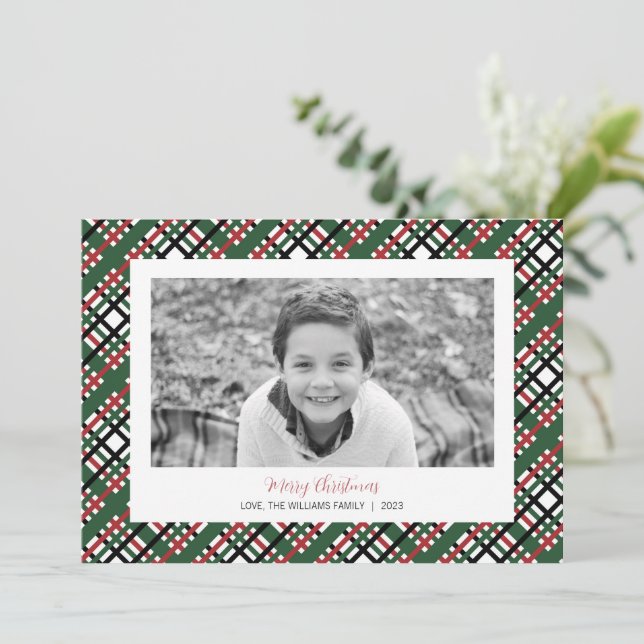 Cartões de foto de Natal xadrez (Em pé/Frente)