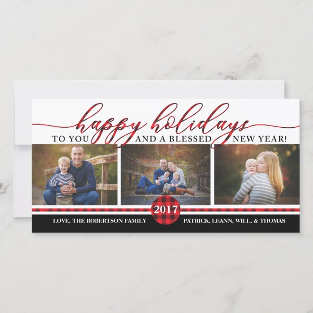 Cartões de foto de Natal, Xadrez de Buffalo (Frente)