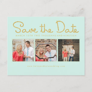 Cartões de Foto de Save the Date com Glitter Doura
