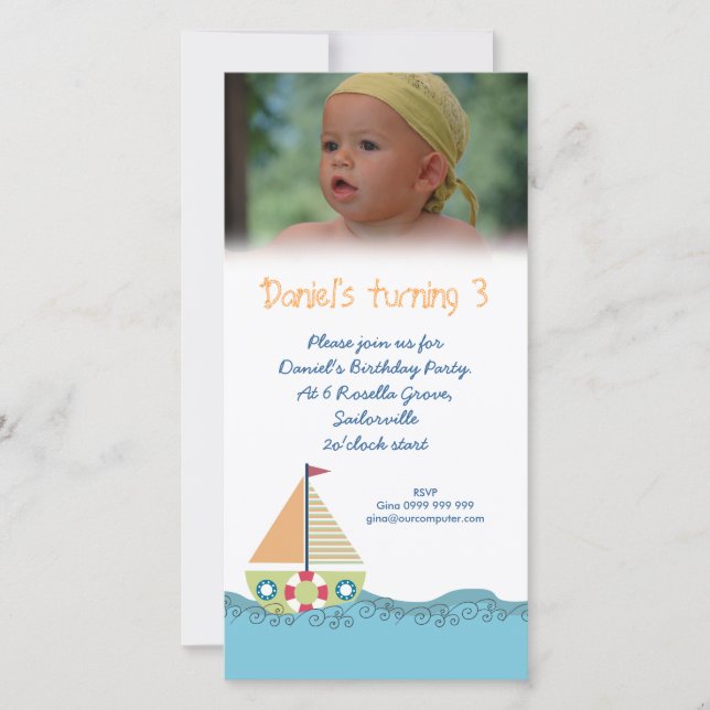 Cartões de fotos de Convite de aniversário do Sail (Frente)