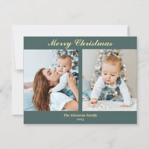 cartões de fotos de Natal С turquesa de menta e ba