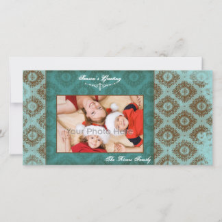 Cartões de fotos de natal azul Vintage