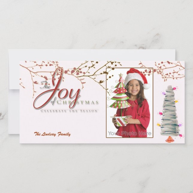 Cartões de fotos de Natal cor-de-rosa (Frente)