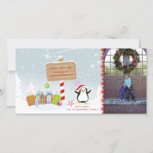 Cartões de fotos de pinguim de Natal bonito
