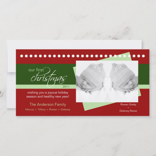 Cartões de fotos do feriado do Natal dos gêmeos øs (Frente)