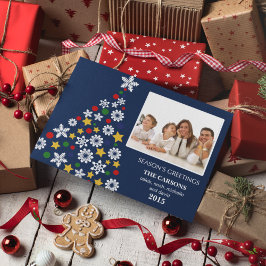 Cartões de fotos Festivo de Férias de Natal Azul