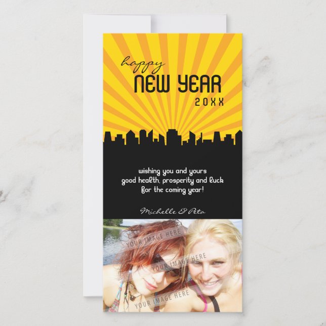 CARTÕES DE FOTOS MODERNO DO ANO NOVO: paisagem urb (Frente)