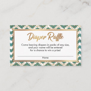 Cartões de Fralda Raffle Chevron Teal & White