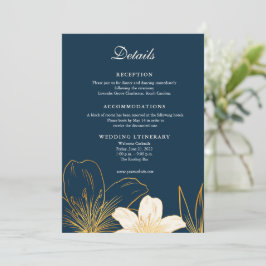 Cartões de gabinete de casamento com flores azuis
