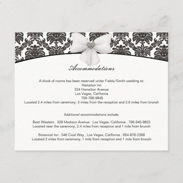 Cartões de gabinete de casamento Damask Elegance (Frente)