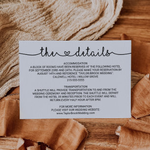 Cartões de Gabinete de Detalhes de Casamento do Am