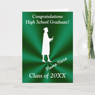 Cartões de Graduação Personalizáveis Verde e Branc