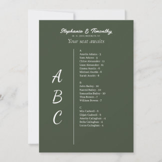 Cartões de Gráfico de Casamento Alfabético Simples