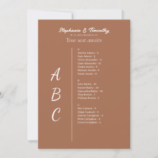 Cartões de Gráfico de Casamento Alfabético Simples