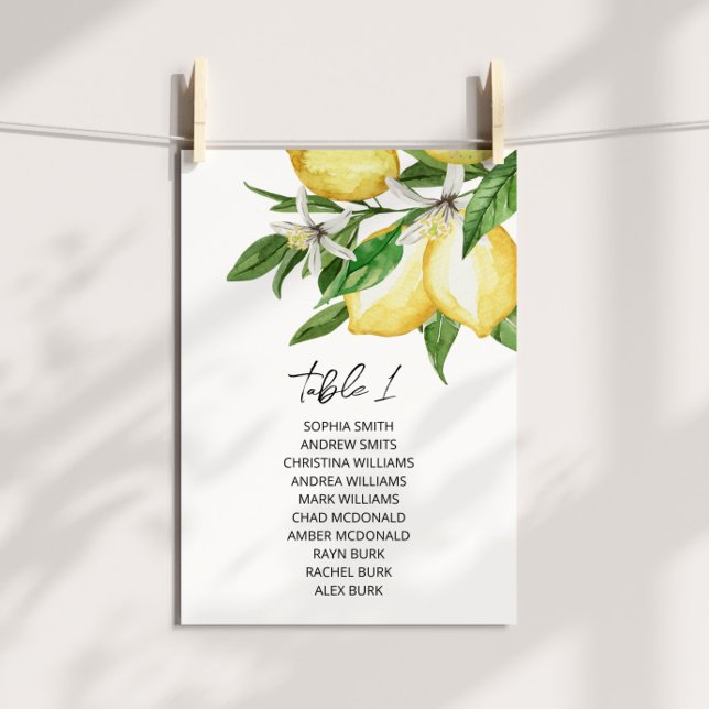 Cartões de Gráfico de Casamento de Lemon Greenery (Criador carregado)