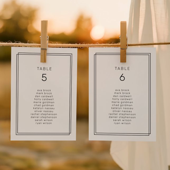 Cartões de Gráfico de Casamento Minimalistas AVERY (AVERY Minimalist Wedding Seating Chart Cards)