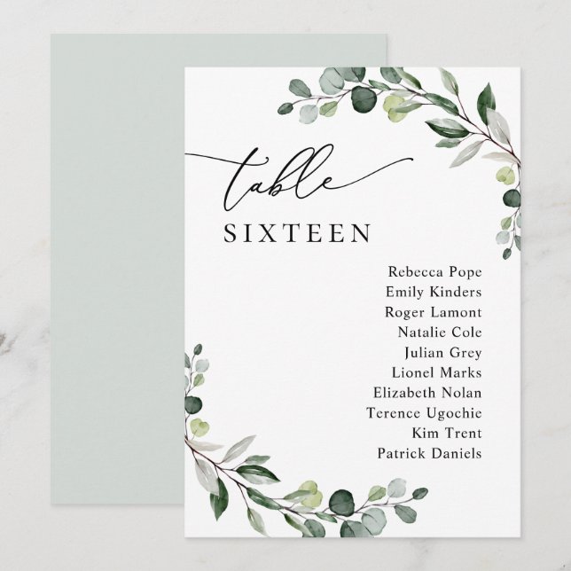 Cartões de Gráfico de Casamento Verde Minimalista (Frente/Verso)
