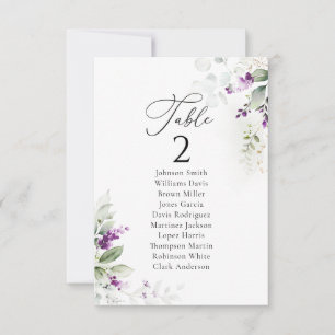 Cartões de Gráfico de Mesa de Casamento de lavanda