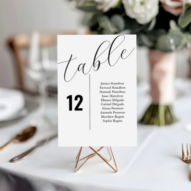 Cartões de Gráfico de Número de Tabela de Casament (Elevate your wedding experience with our beautifully designed minimalist table number card.)