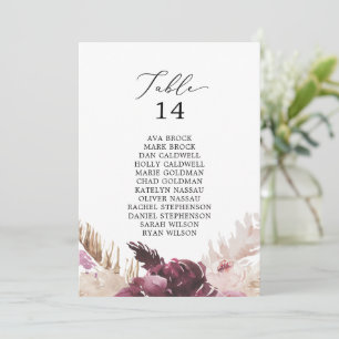Cartões de Gráfico de Número de Tabela Grass Boho 