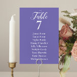 Cartões De Gráficos De Casamento Periwinkle E Whit<br><div class="desc">Guie seus convidados para a mesa adequada com esses cartões elegantes de assentos de periwinkle. Personalize o número da tabela e o nome do convidado em um texto branco.</div>