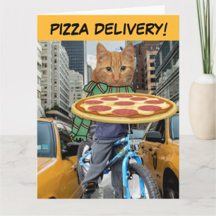 CARTÕES DE GREETING DE GATOS PIZZZA DE IRMÃO