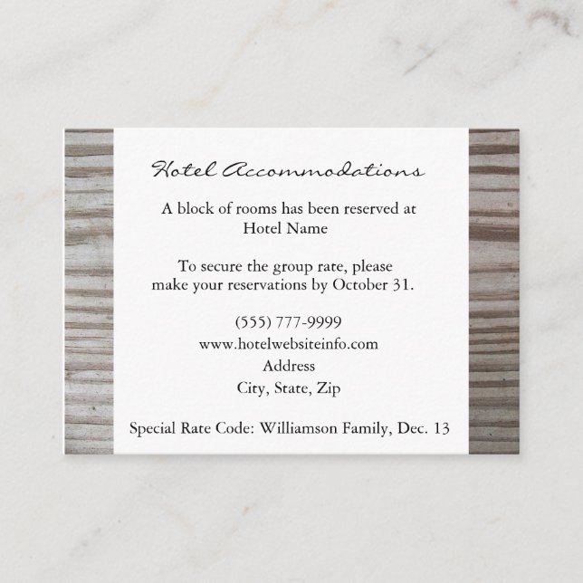 Cartões de Hospedagem do Hotel Banded Wood (Frente)