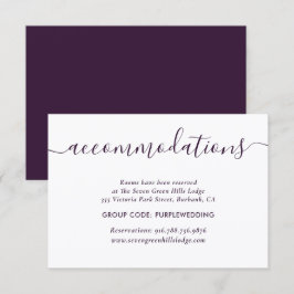 Cartões de Hospedagem do Hotel para Casamento Roxo